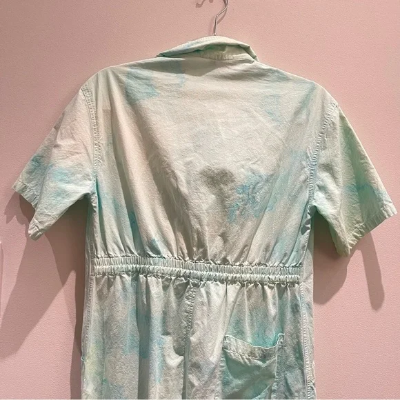 Tie-dye Blue & Green Retro Cargo Jumpsuit 100% Cotton Size XXS - Picture 9 of 14